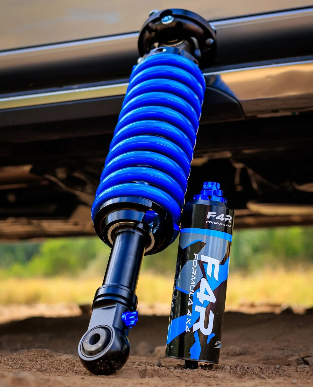 Fulcrum Formula 4x4 F4R coilover and remote reservoir shock under a four wheel drive